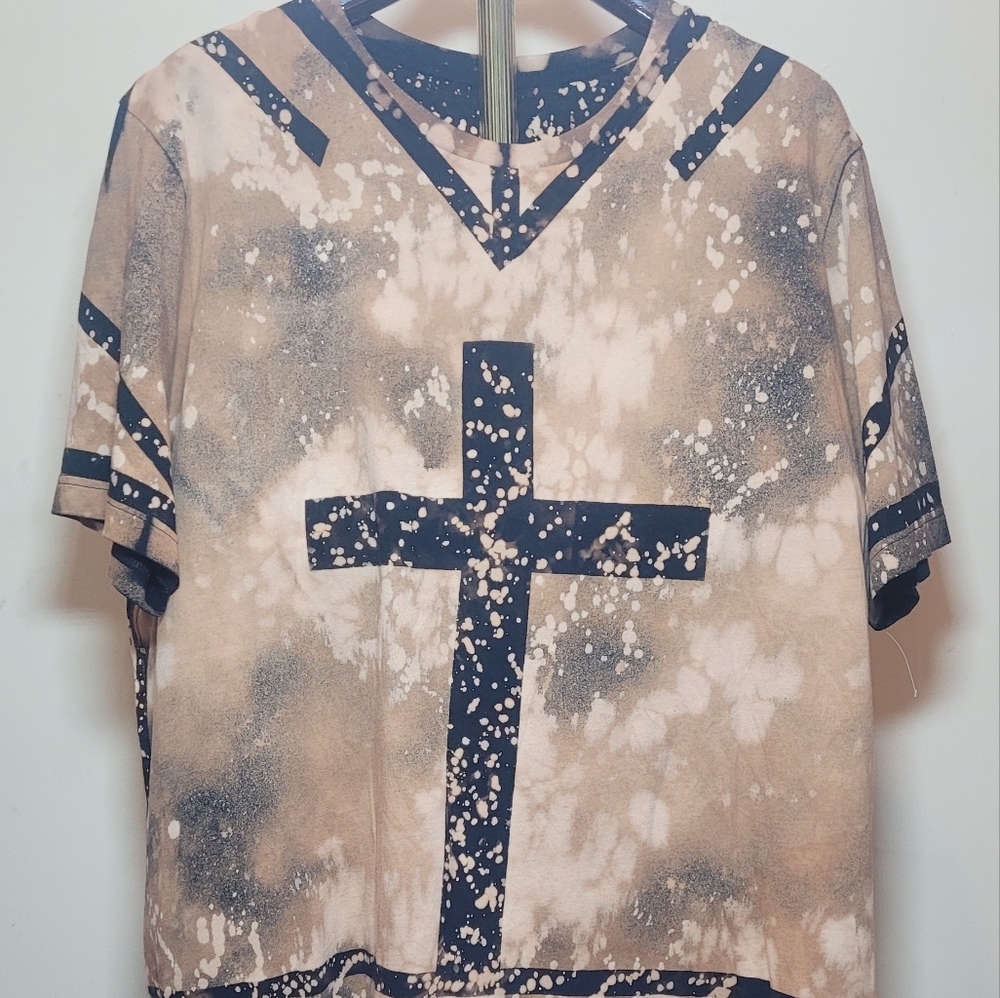 Bleached Cross T-shirt Men's Size 2XL